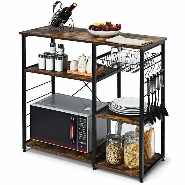 Prep & Savour 35.5'' Steel Standard Baker's Rack with Microwave